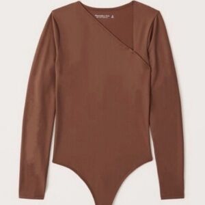 Abercrombie & Fitch Women's L Body Suite Brown Camel color Asymmetrical Soft AF